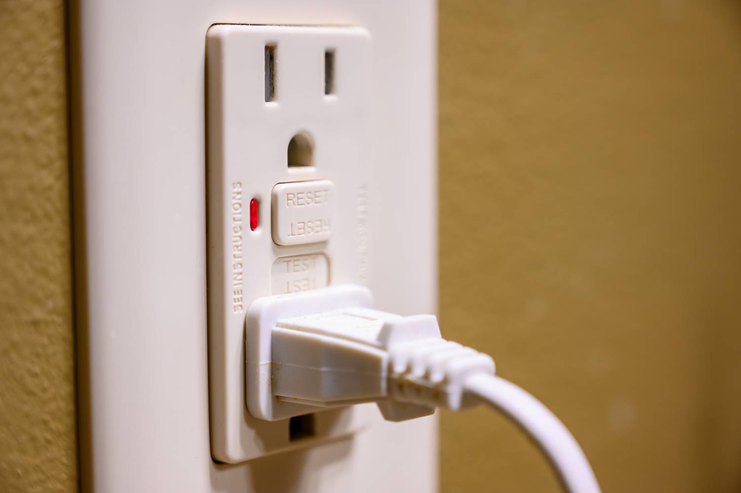 Image of GFCI outlet tripped state